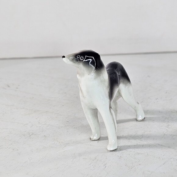 Vintage Porcelain Borzoi Dog Figurine Black & White Ceramic Statue Miniature - Picture 5 of 8